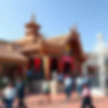 Tourists enjoying various cultural pavilions at Global Village.