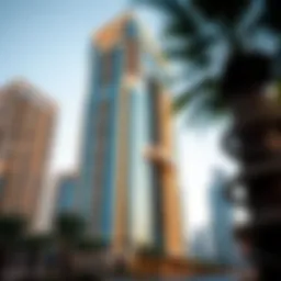 Stunning exterior view of Gold Crest Executive Tower under Dubai skyline