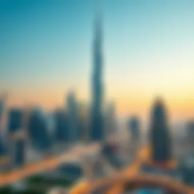 Hamdan Tower Against the Dubai Skyline Stunning skyline view featuring Hamdan Tower