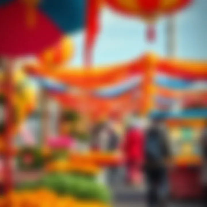 Vibrant Local Festival Atmosphere Colorful decorations for a local festival