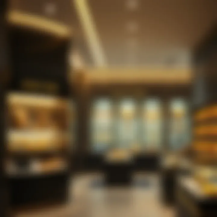 Modern retail store displaying gold items