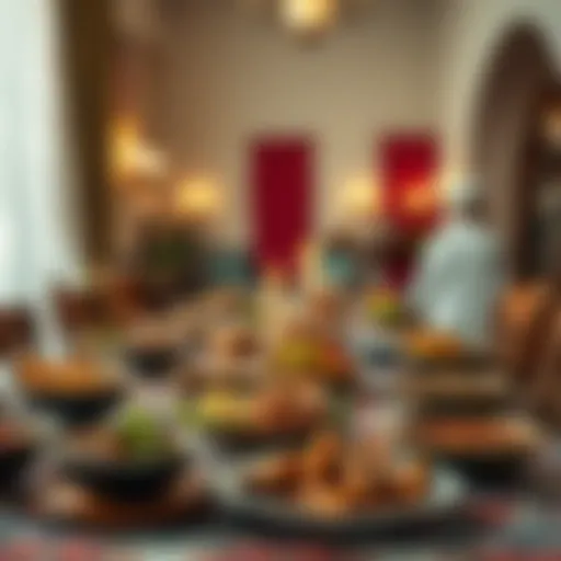 Emirati Iftar Experience A beautifully arranged iftar table showcasing traditional Emirati dishes