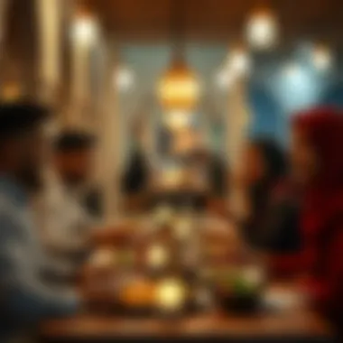 The Joy of Community at Iftari A group of friends sharing a meal during Iftari