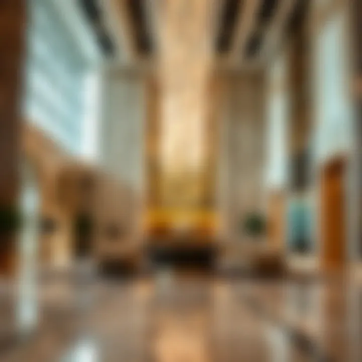 Luxurious lobby of KML Building highlighting high-end finishes