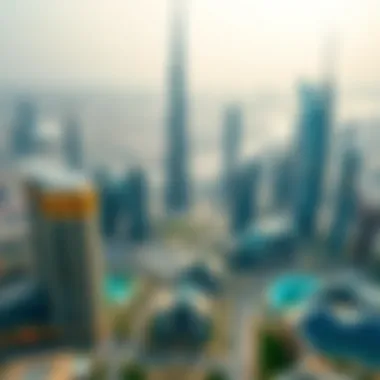 Aerial view of Dubai's skyline with luxury buildings
