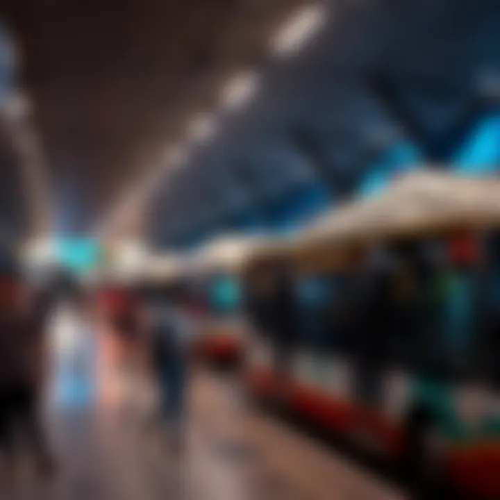 A bustling bus station in Business Bay showcasing the connectivity of the area