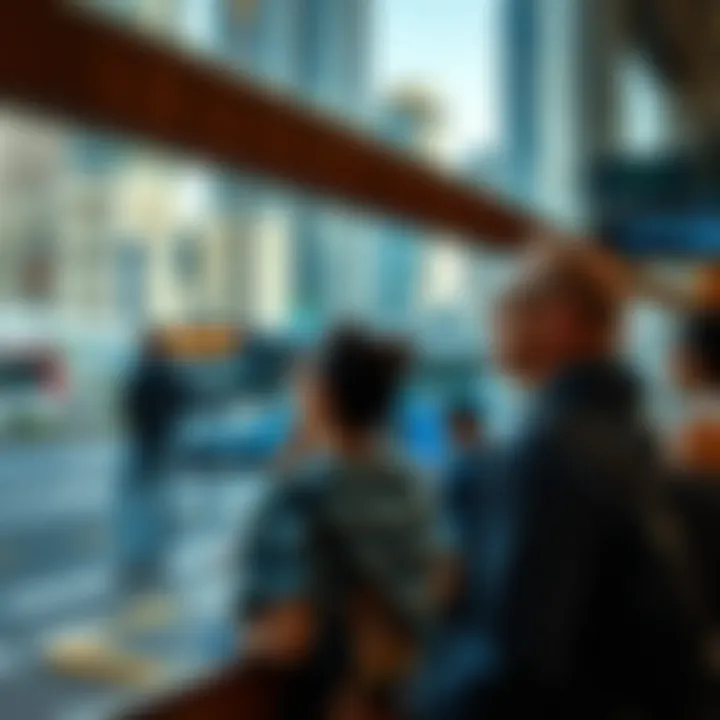 Tourists enjoying the sights of Business Bay after a bus ride