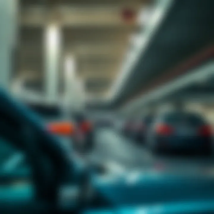 A busy parking garage in Dubai showcasing various vehicles