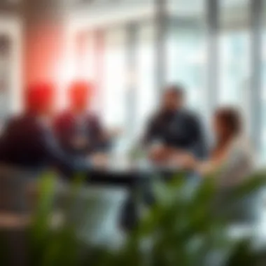 Dynamic Business Collaboration Business professionals engaging in a meeting