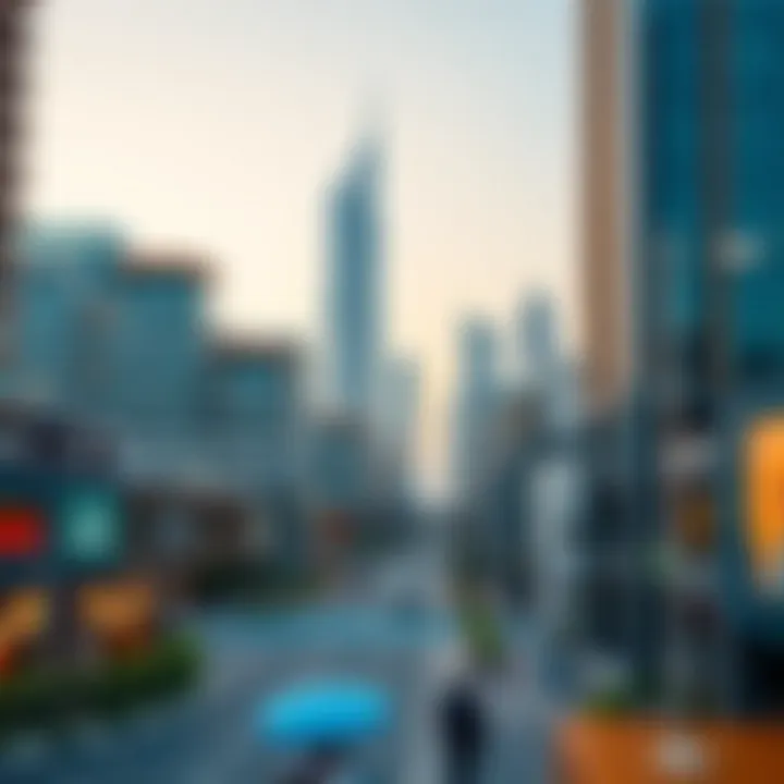 Skyline of Dubai Design District showcasing amenities