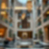 Luxurious hotel lobby in Dubai showcasing modern architecture