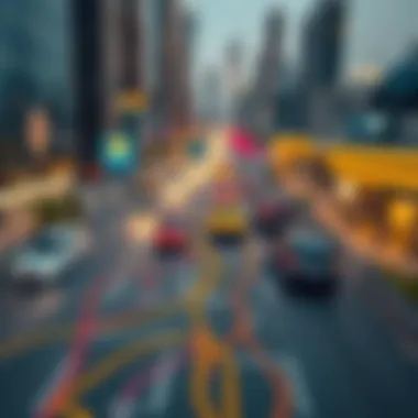 Map showing taxi routes in Dubai