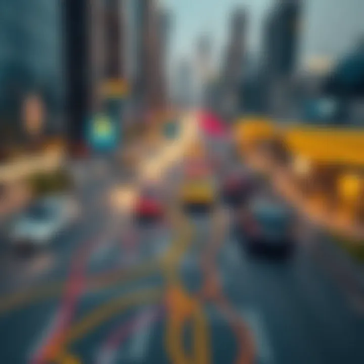 Map showing taxi routes in Dubai