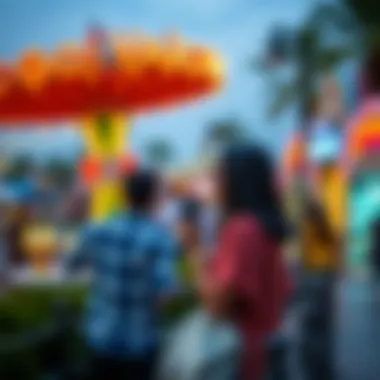 Attractions and Experiences at Global Village Tourists enjoying various attractions at Global Village Dubai