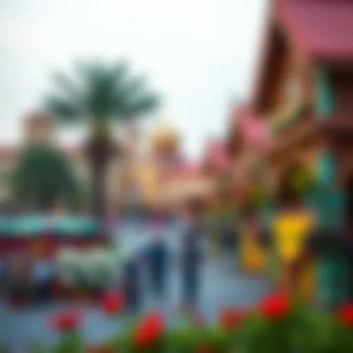 A vibrant view of Global Village Dubai showcasing diverse pavilions