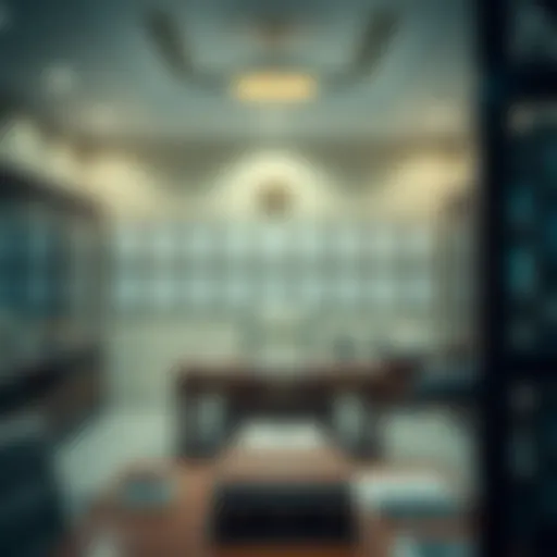 Notary office interior showcasing legal documents