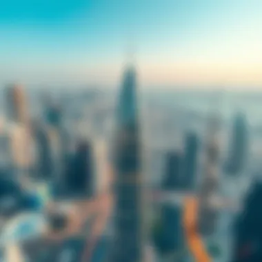 One City Tower in the Dubai Skyline Aerial view of One City Tower within Dubai skyline