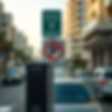 Parking sign indicating regulations in Dubai