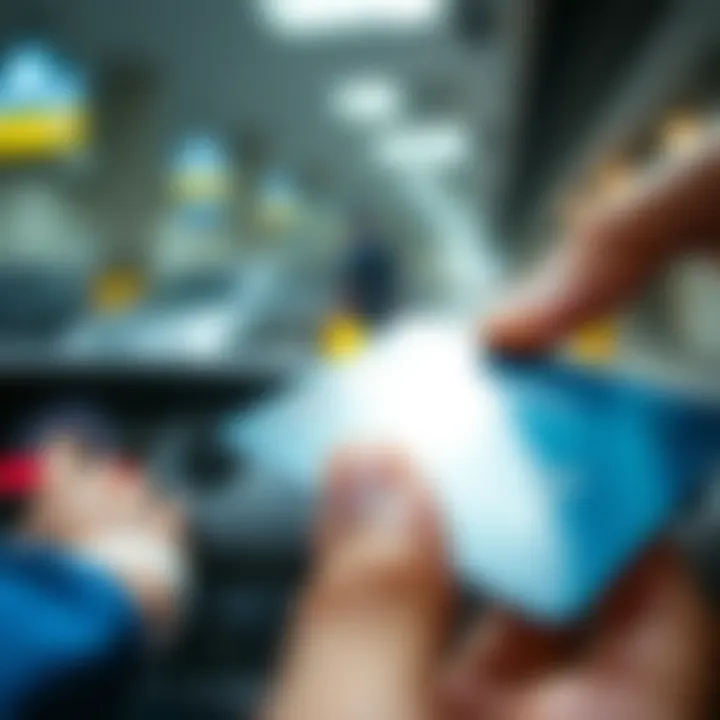 Credit Card Payment Process Close-up of a credit card being swiped for payment.