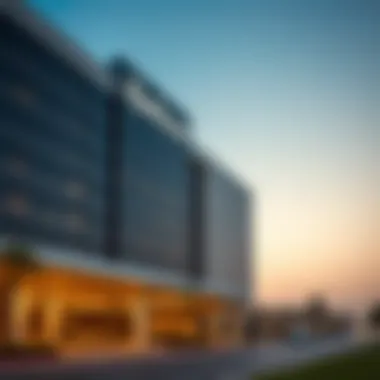 The exterior view of Radisson Hotel Damac Hills showcasing modern architecture