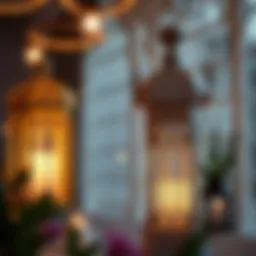 Elegant lanterns illuminating a cozy Ramadan setting