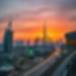 A serene view of Dubai's skyline at sunset during Ramadan