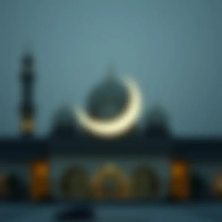 A crescent moon symbolizing the holy month of Ramadan.