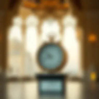 A clock displaying the time of Sehri in a serene setting.