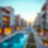 Scenic view of Nad Al Hammar apartments showcasing modern architecture