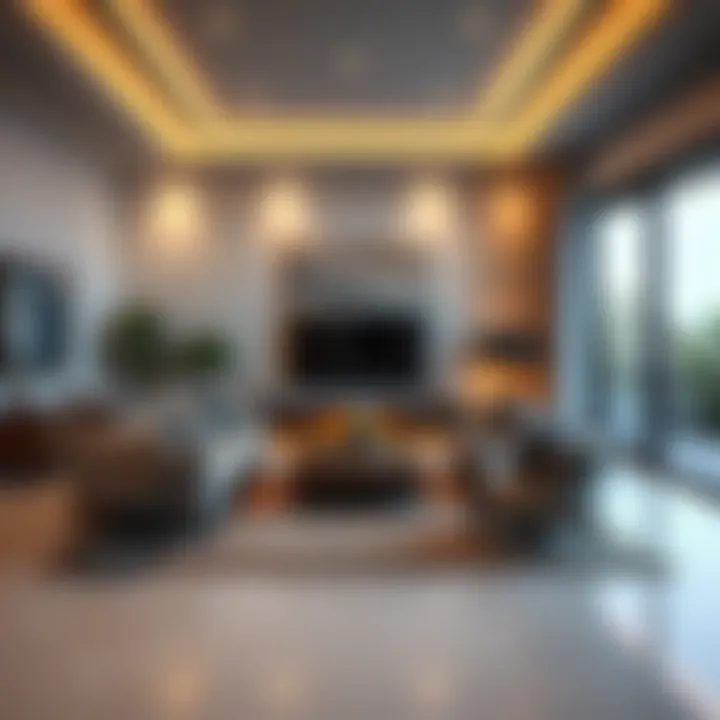 Cozy Living Room Interior A cozy living room interior of a villa reflecting modern design