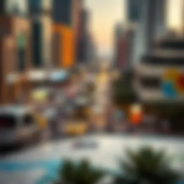 Map highlighting various neighborhoods in Dubai