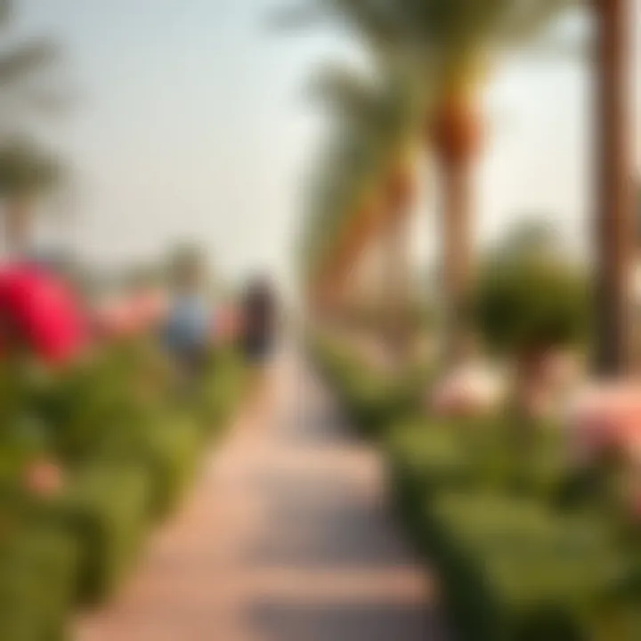 Visitors enjoying the serene pathways of the Rose Garden
