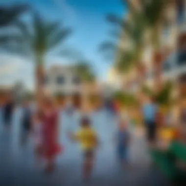 Vibrant community life at Safi Town Square with families enjoying outdoor spaces