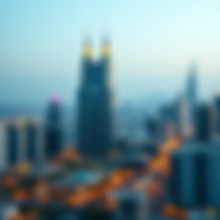 A Landmark in Dubai's Skyline: Saleh Bin Lahej Majan Building Overview of Dubai’s skyline with the Saleh Bin Lahej Majan Building prominently featured