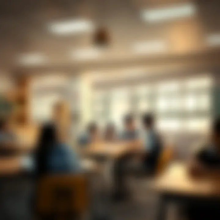 Classroom filled with students engaging in a collaborative learning environment