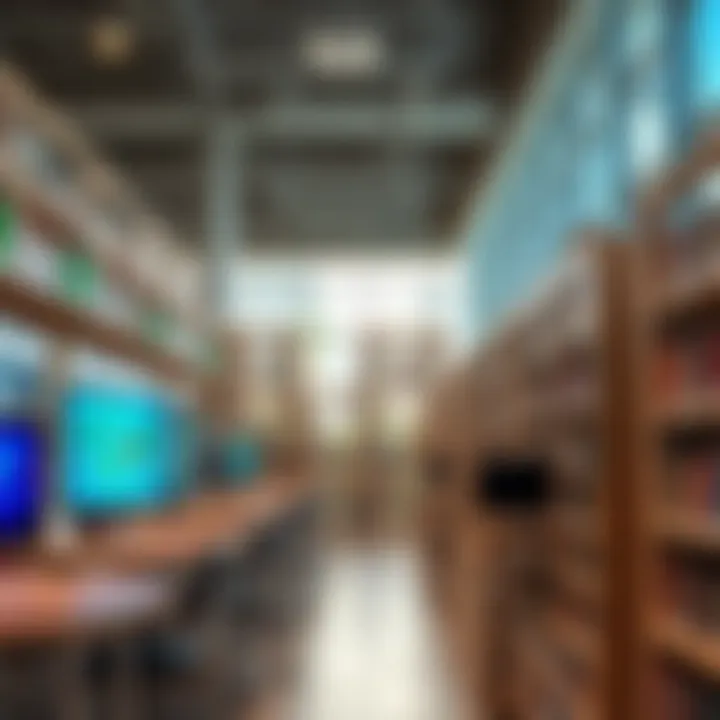 Library space showcasing various educational resources and technology