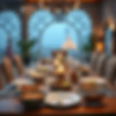 Table set for Iftar with traditional dishes