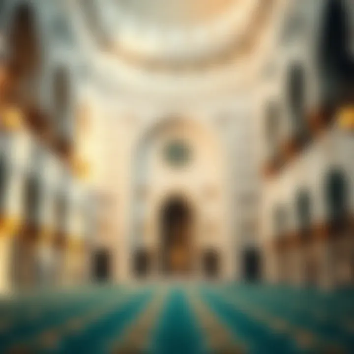 Serene mosque interior with prayer space