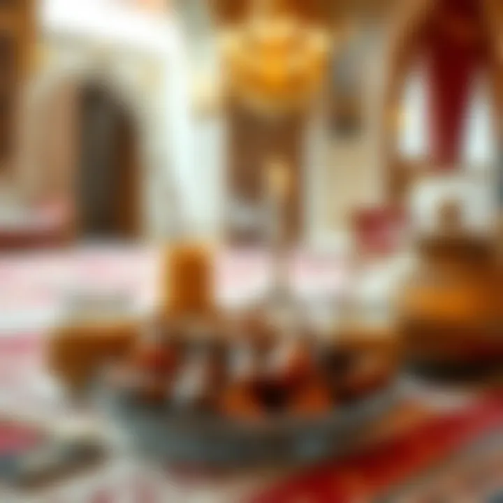 Traditional Sehri meal setup with dates and beverages