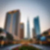 Spectacular architecture of Shamsa 1 Expo City against a backdrop of a clear sky