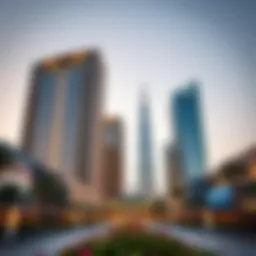 Spectacular architecture of Shamsa 1 Expo City against a backdrop of a clear sky