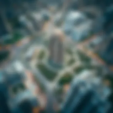 Aerial Perspective of Sheikh Fatima Park's Location Aerial view of Sheikh Fatima Park and surrounding real estate