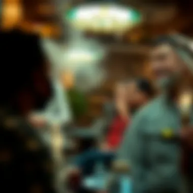 Social Dynamics of Shisha Culture Relaxed social setting with patrons enjoying shisha