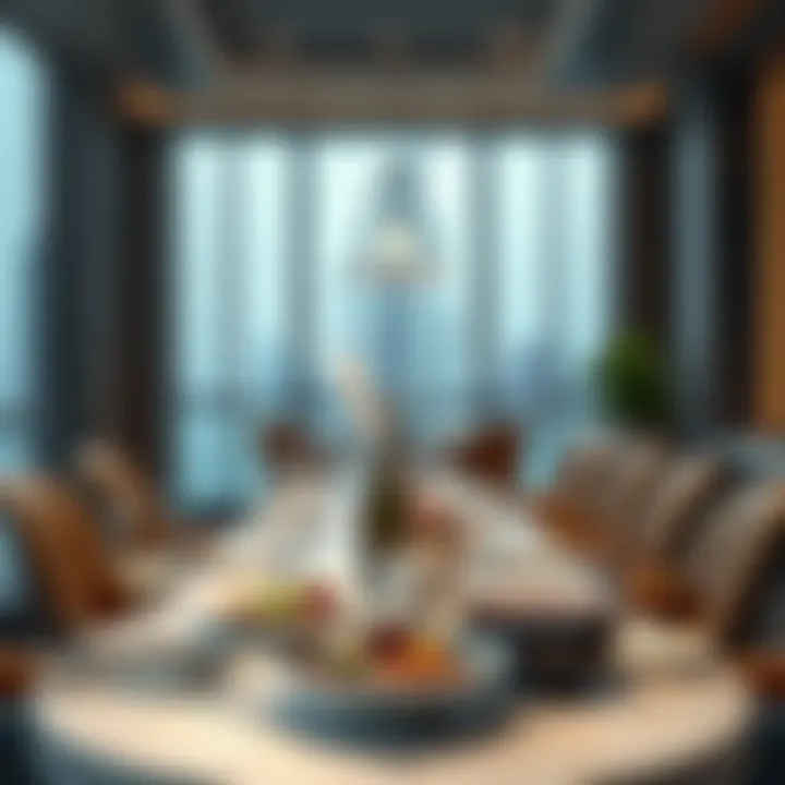 Elegant dining setup at SLS Dubai Hotel featuring gourmet cuisine