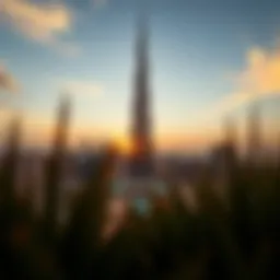 Golden sunrise illuminating the Burj Khalifa