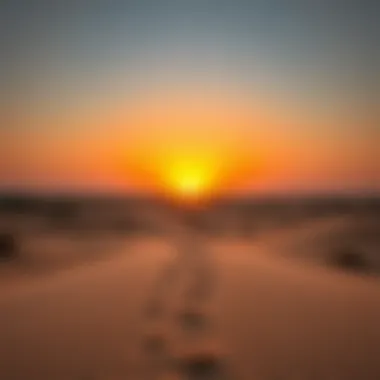 Tranquil Desert Sunrise Serene desert landscape with warm hues at sunrise