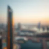 Panoramic view of Tamouh Tower against the Abu Dhabi skyline