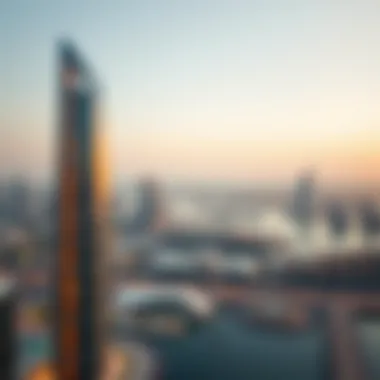 Tamouh Tower and Abu Dhabi Skyline Panoramic view of Tamouh Tower against the Abu Dhabi skyline