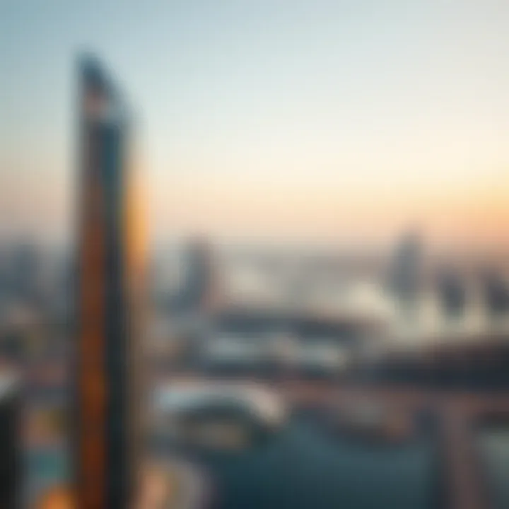 Tamouh Tower and Abu Dhabi Skyline Panoramic view of Tamouh Tower against the Abu Dhabi skyline