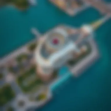 Aerial Perspective of The Pointe's Unique Structure Aerial view of The Pointe Dubai showcasing its architectural design